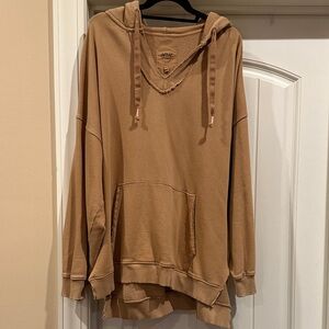 Aerie Tan Knit Hoodie